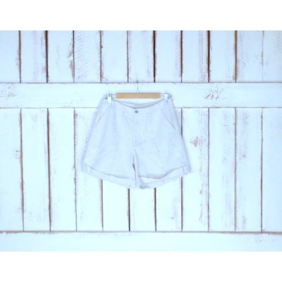 Liz Claiborne cotton linen cuffed shorts/ivory/beige linen shorts/10 - Picture 6 of 6